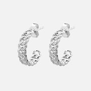 Diamond chain gold hoop earrings